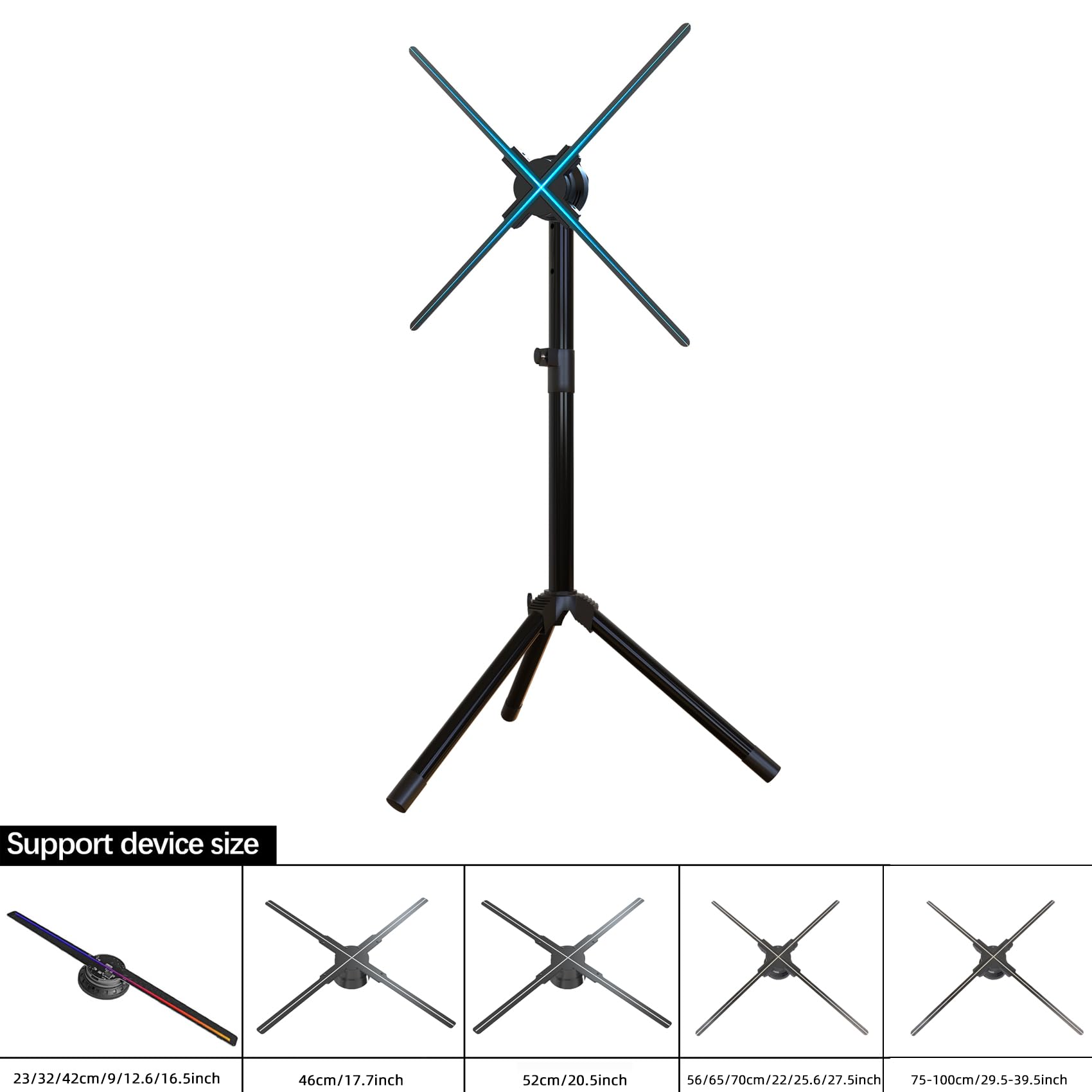 Hologram 3D Fan Stand With Multi Function Base,3D Holographic Fan Tripod Stand, Fan Foldable Stand,Fits 15.5 39.4 Inch Holograph