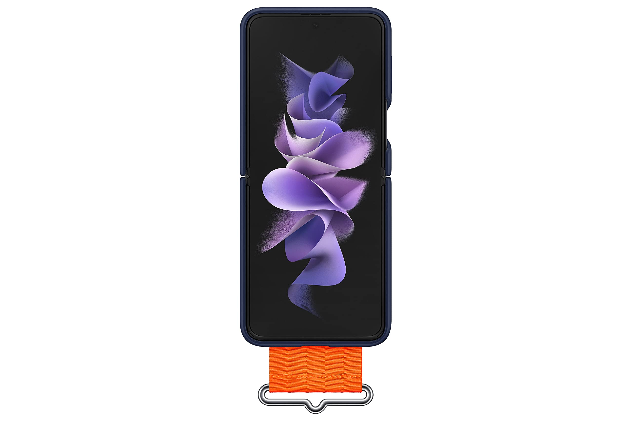 Galaxy Z Flip 3 Phone Case, Silicone Protective Cover With Strap, Heavy Duty, Shockproof Smartphone Protector, Us Version, Navy