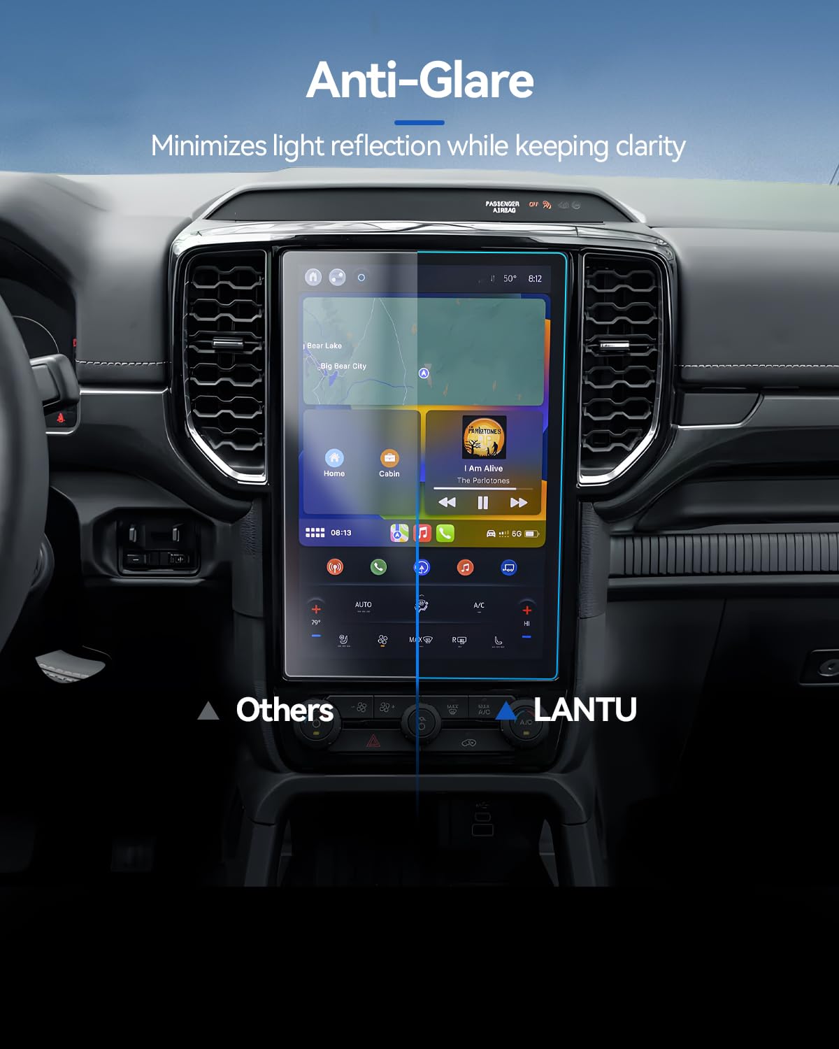 Lantu Car Screen Protector For 2024 Ford Ranger(Xlt Optional/Lariat/Raptor) Accessories Navigation Touchscreen Protector Film Te