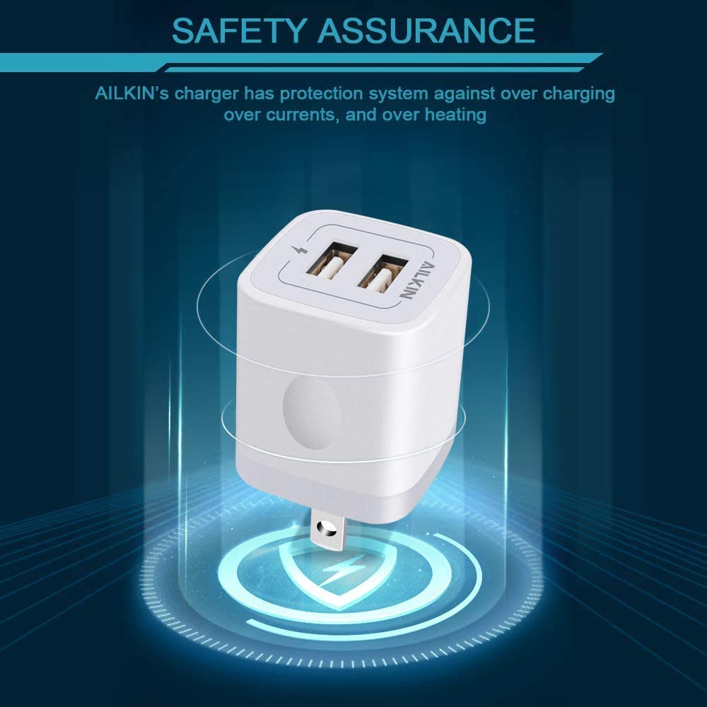 ?5Pcs? Usb Plug, Wall Charger Fast Charging Block, Power Adapter Cube 2 Port Charge Travel Brick Cell Quick Chargers Box Cargado