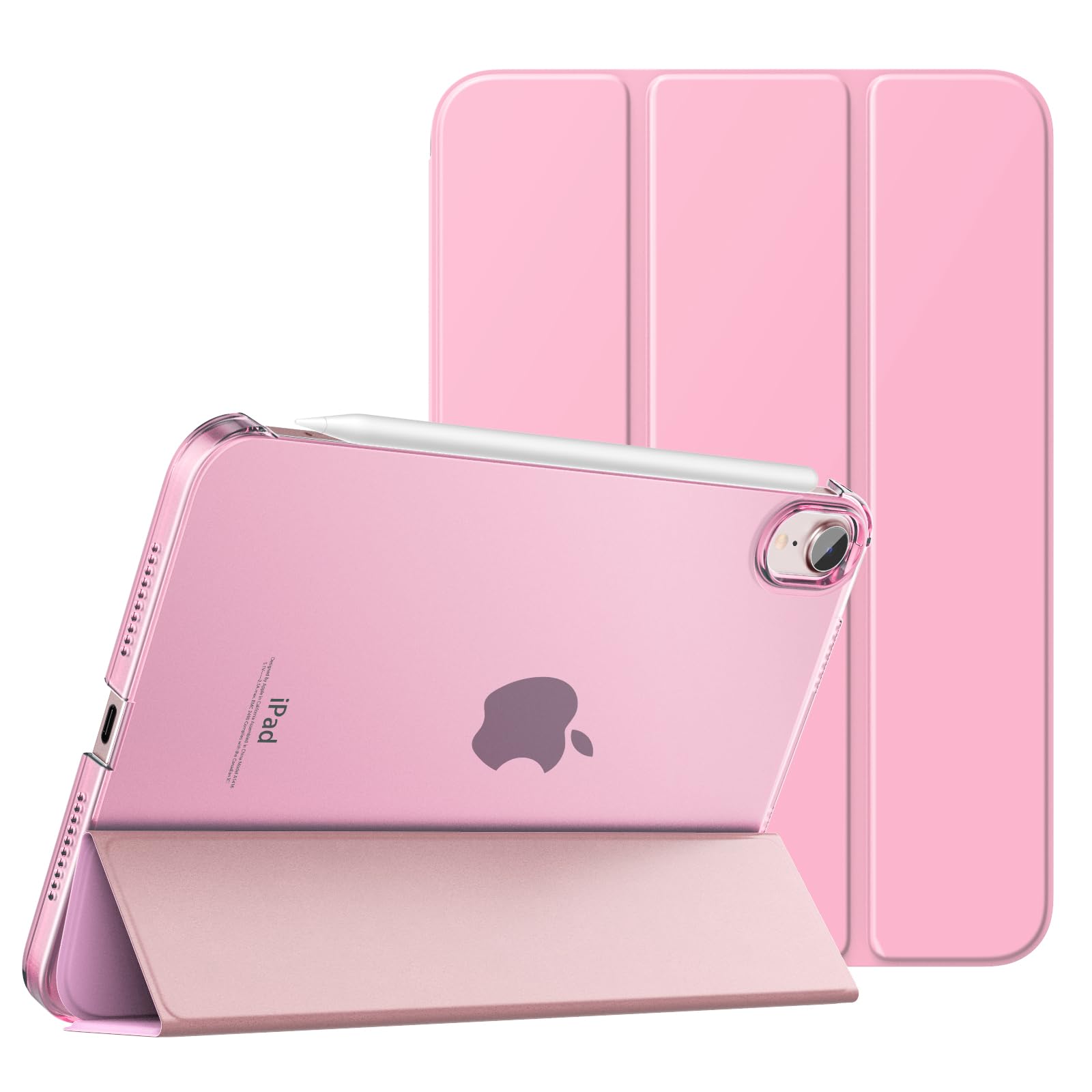 MoKo for iPad Mini 7 (A17 Pro) Case 2024,iPad Mini 6 Case 2021,8.3 inch iPad Mini 7th/6th Generation Case,Slim Lightweight Hard Back Shell Stand Cover for iPad Mini 2024 with Touch ID, Nosegay Pink