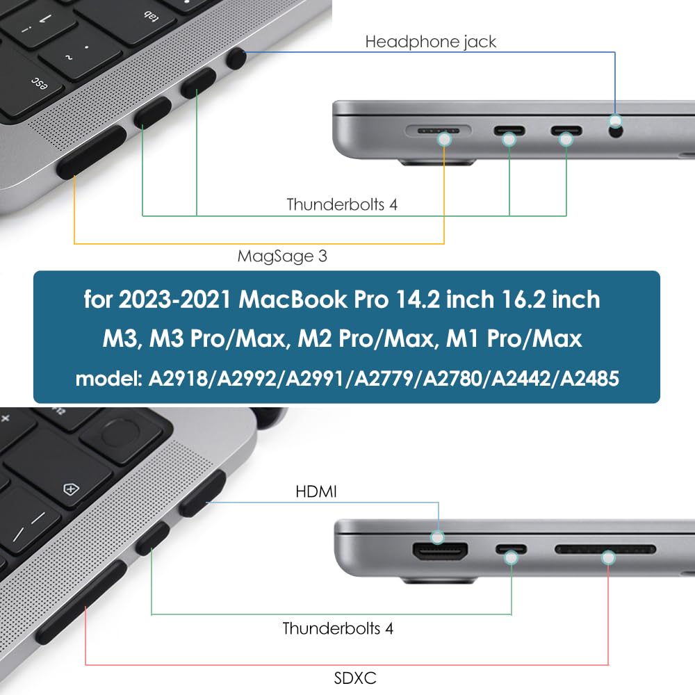 Proelife 21 Pcs Anti Dust Dirt Plug Cups Set For 2023 2021 Macbook Pro 14.2 Inch 16.2 Inch M3 M2 M1 Pro/Max (A2918/A2992/A2991/A