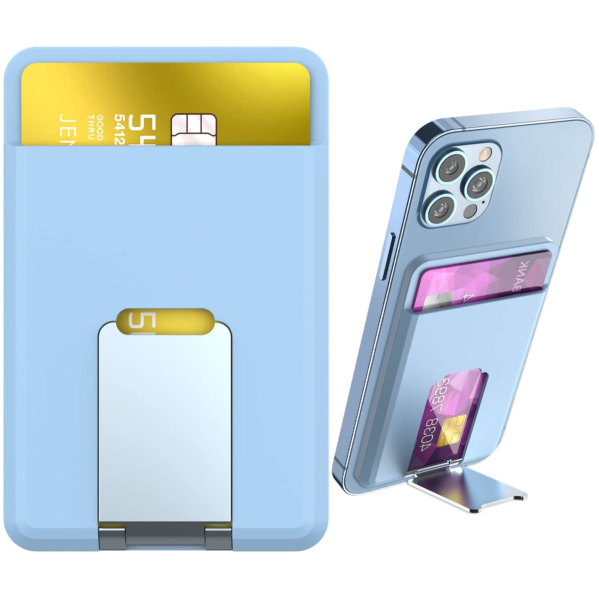 Biajiya Card Holder For Back Of Phone For Magsafe Magnetic Silicone Wallet Compatible With Iphone14/13/12/12 Pro/ 12 Mini/ 12 Pr