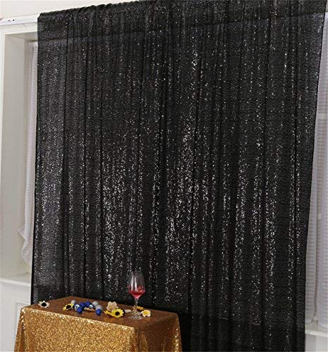 Eternal Beauty Halloween Backdrop, 7Ft X 7Ft Black Sequin Backdrop, Photography Background Curtain For Wedding Birthday Baby Sho