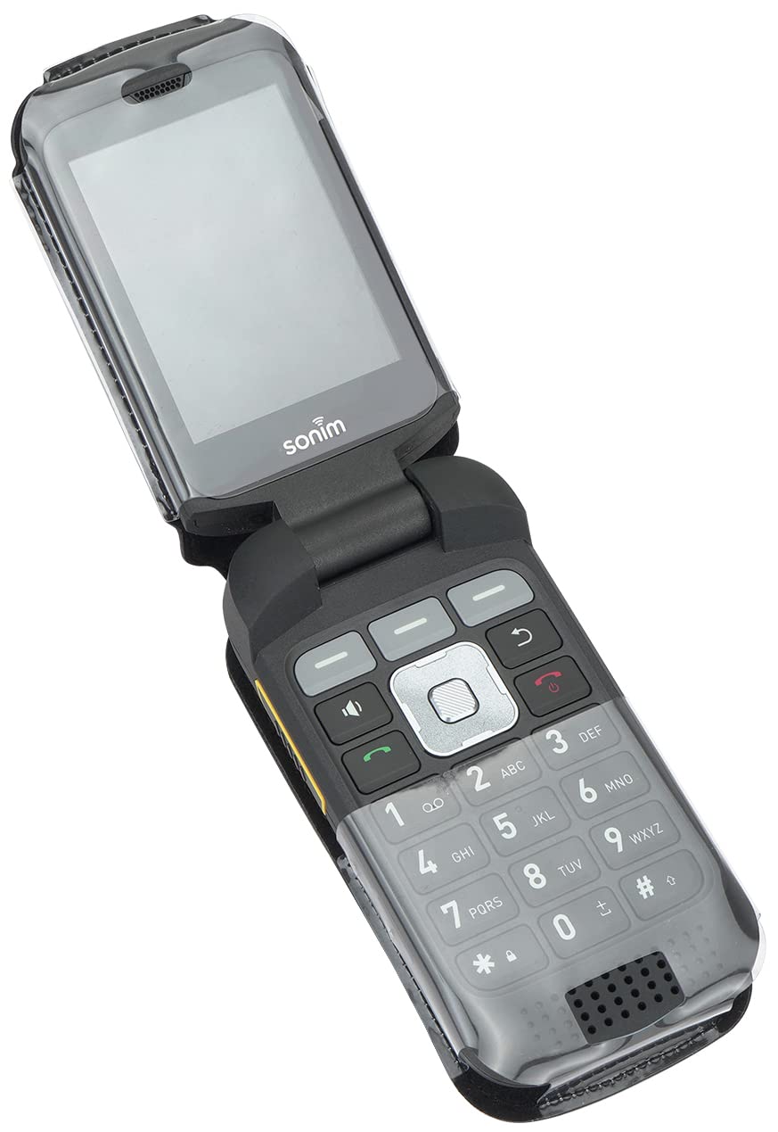 Case For Sonim Xp3 Plus Flip Phone, Nakedcellphone [Black Vegan Leather] Form Fit Cover With [Built In Screen Protection] And [M