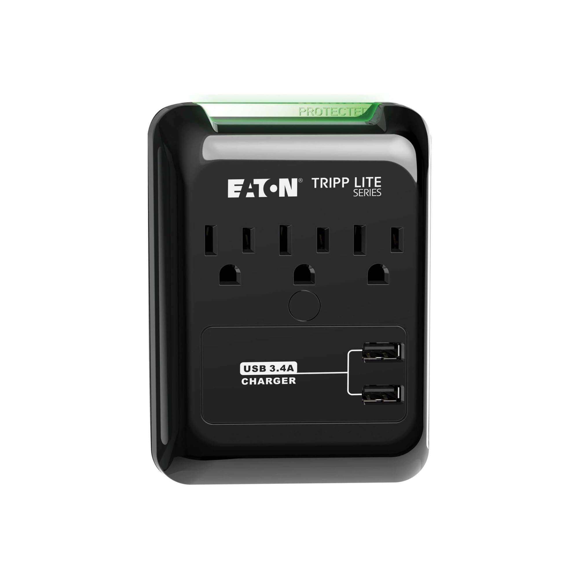 Tripp Lite Protect It! Surge Protector, 3 AC Outlets/2 USB Ports, 540 J, Black