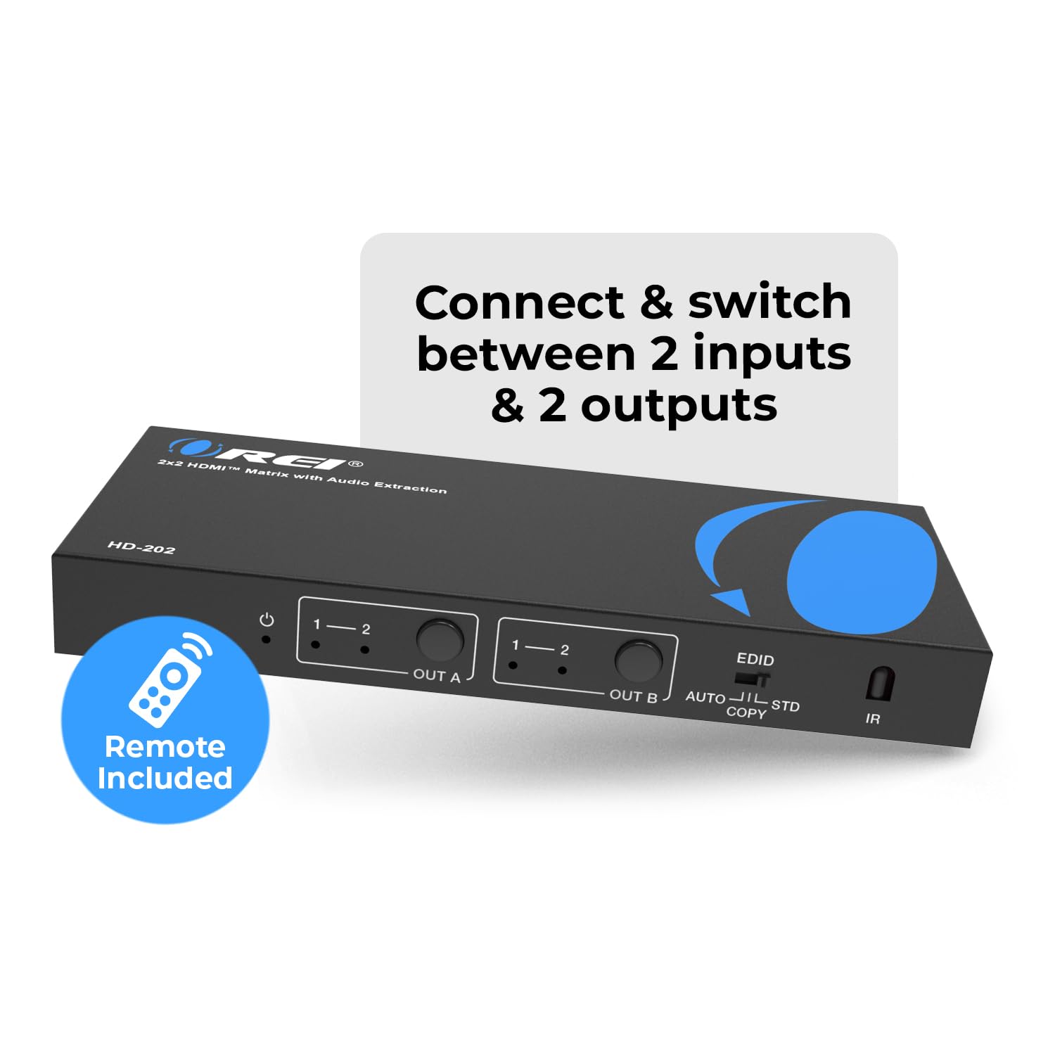 Orei Hdmi Switcher Matrix   2 In 2 Out Hdmi Matrix Switch   Resolutions Up To 4K@30Hz, 3D Support, Edid Management, Ir Control &