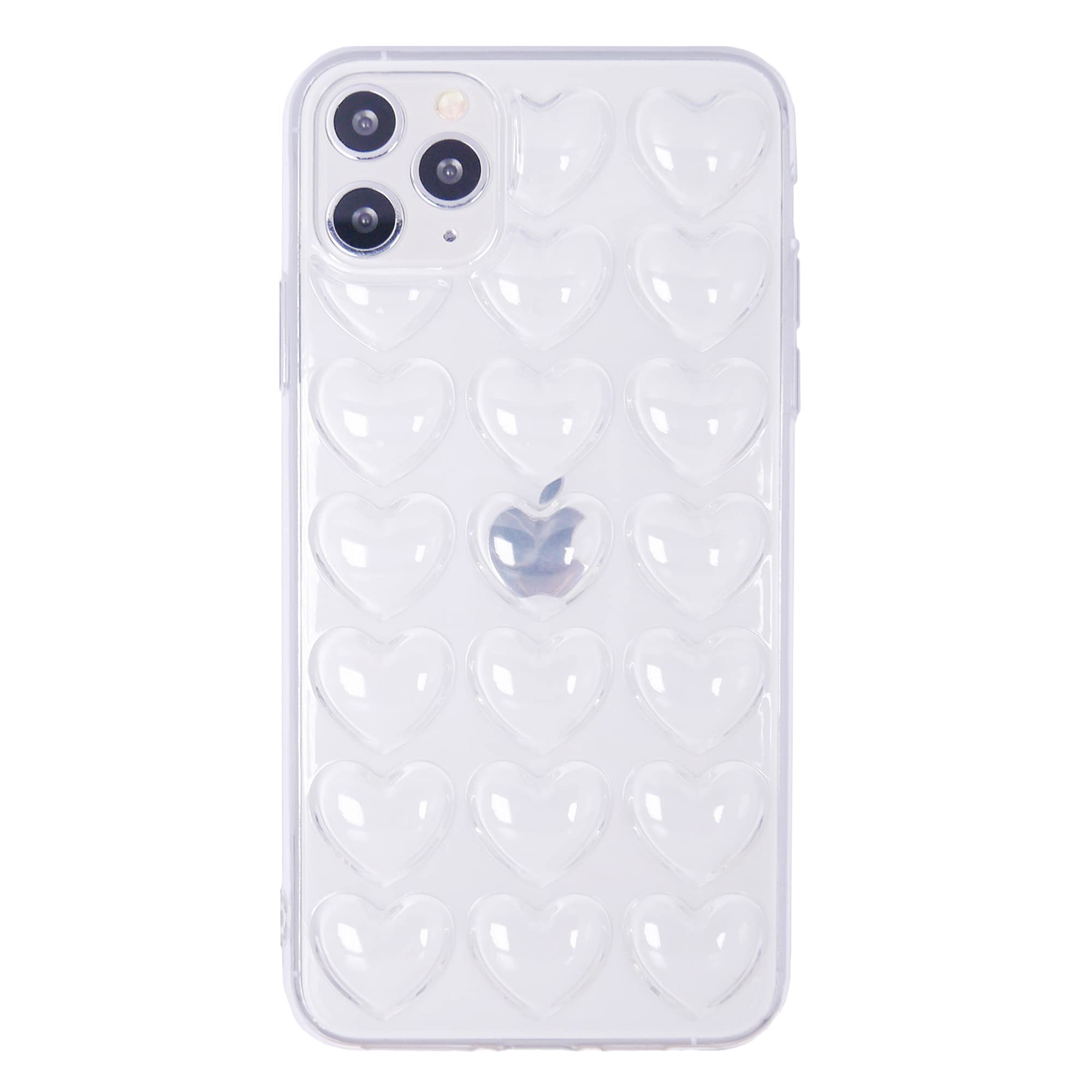 DMaos for iPhone 11 Pro Case for Women, 3D Pop Bubble Heart Kawaii Gel Cover, Cute Girly for iPhone11 Pro 5.8 inch - Clear