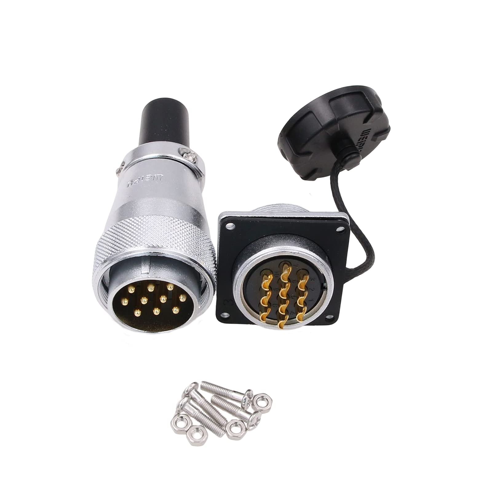 Eonvic Weipu Ws28 Connector Waterproof Ip67 Metal Male Plug Female Square Socket Panel Mount Aviation Cable Connector (10Pin)
