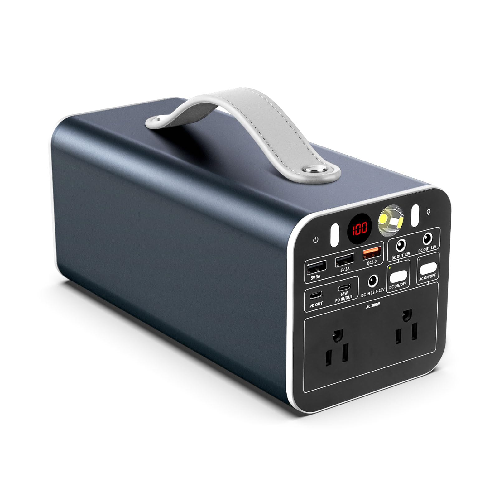 Powdeom 300W Portable Power Station, 299.7Wh Power Bank With Ac Outlet, Dual Way 65W Pd/Usb C Port, Laptop Charger Battery Pack