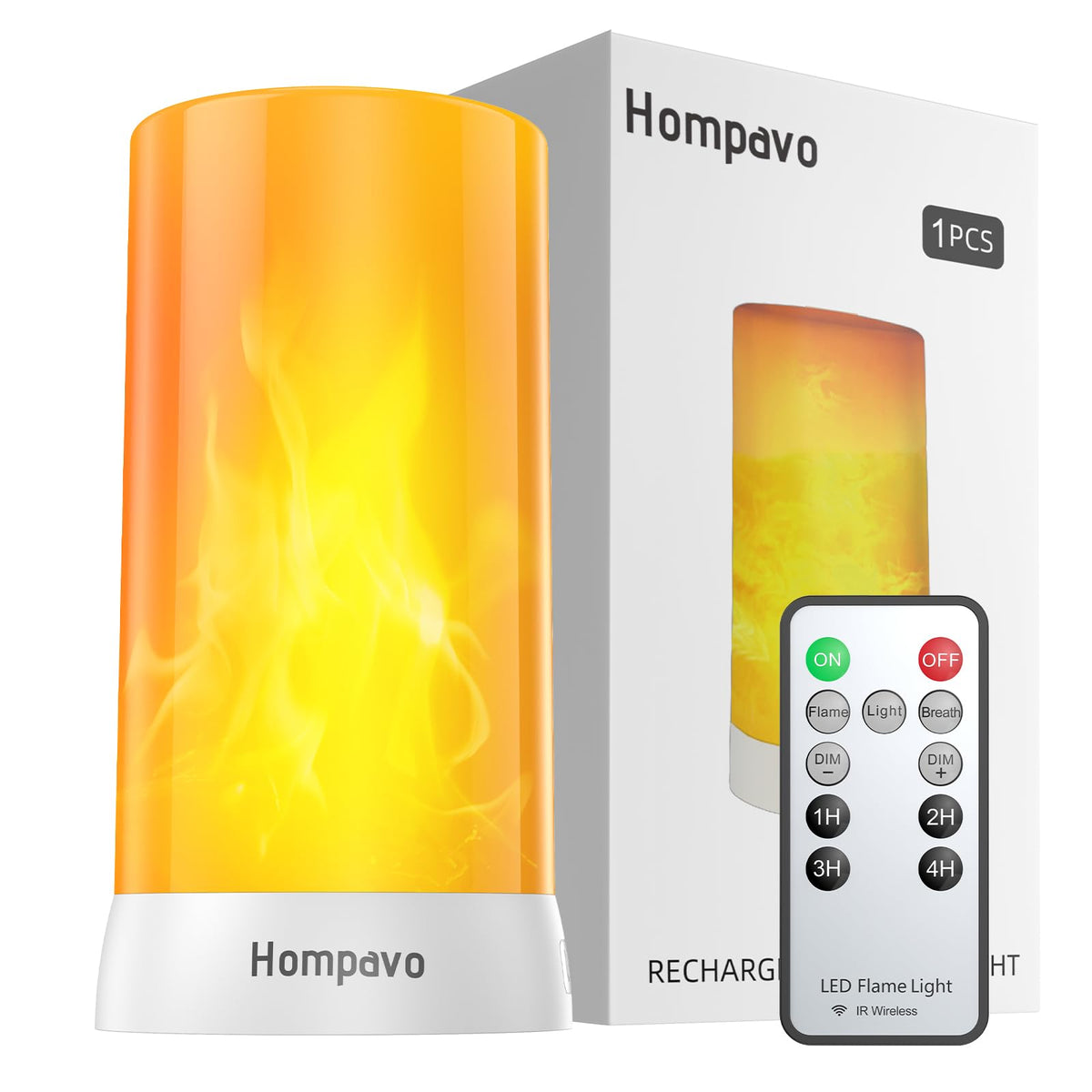 Hompavo ?Upgraded? Led Flame Lights With Remote & Timer, 4-Mode Rechargeable Battery Operated Flameless Candles, Pillar Flickeri