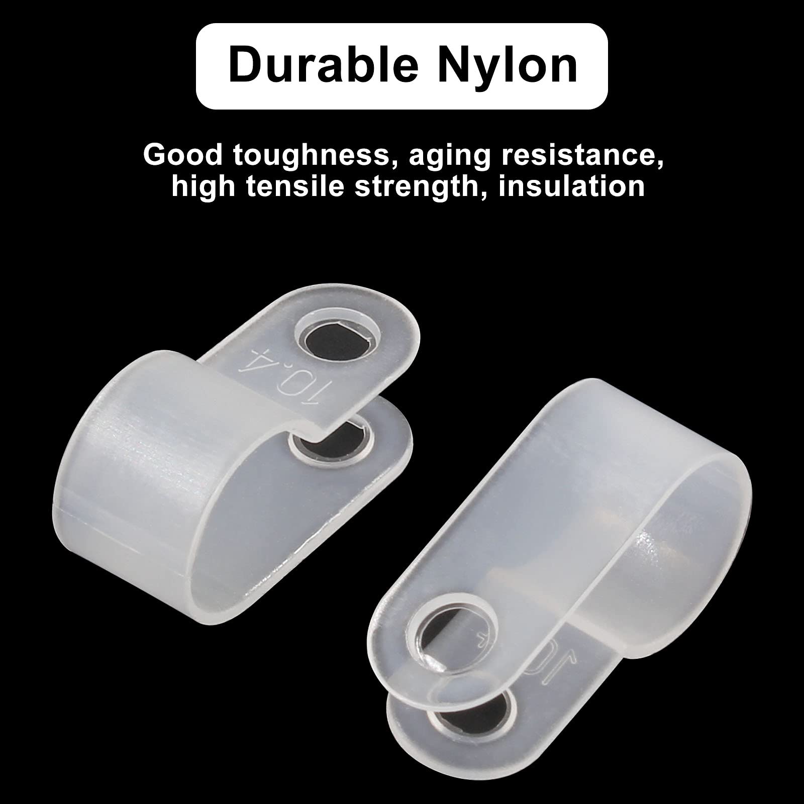 Bonsicoky 50Pcs 3/8 Inch Rope Light P Style Clips With Screws, Cable Clip Wire Clamp Cable Organizer Cord Holder For Wire Manage