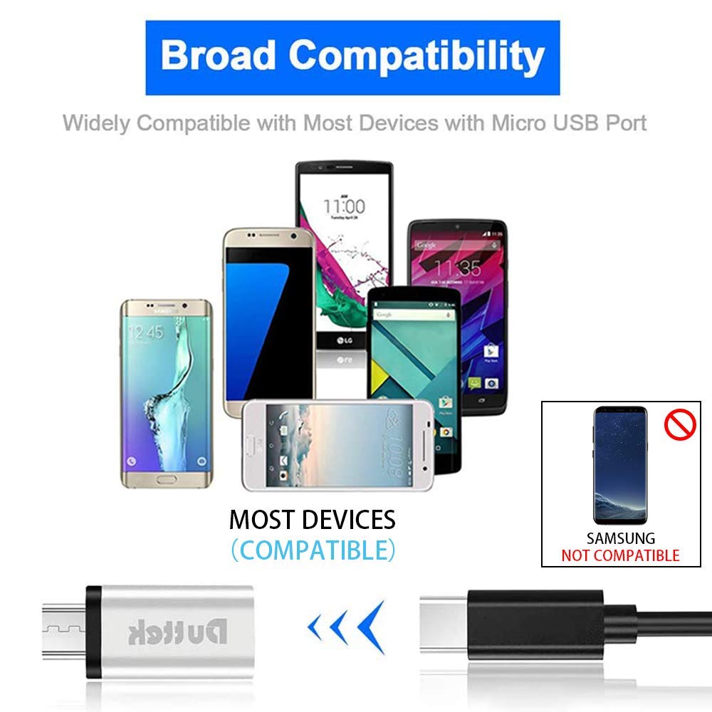 Duttek Usb-C To Micro Usb Adapter, 480Mbps, Otg Compatible, For Flir One Pro, Huawei Y7/Y6/P Smart/P8 Lite And Smartphones, Tabl