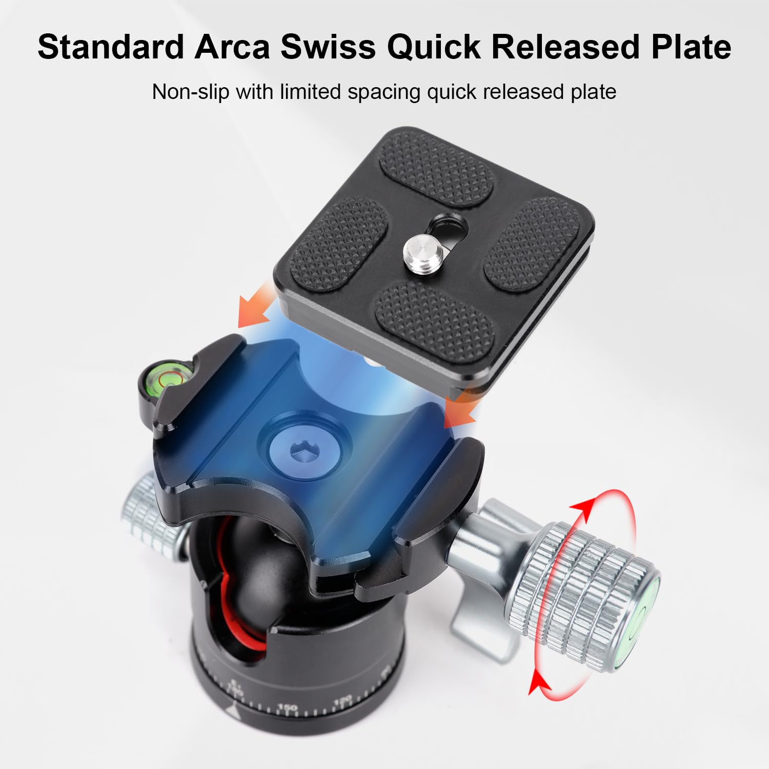 Koolehaoda Tripod Head Mini Ball Head Camera 360 Panoramic Head With 1/4'' Screw Arca Type Quick Release Plate F28Mm Metal Ball