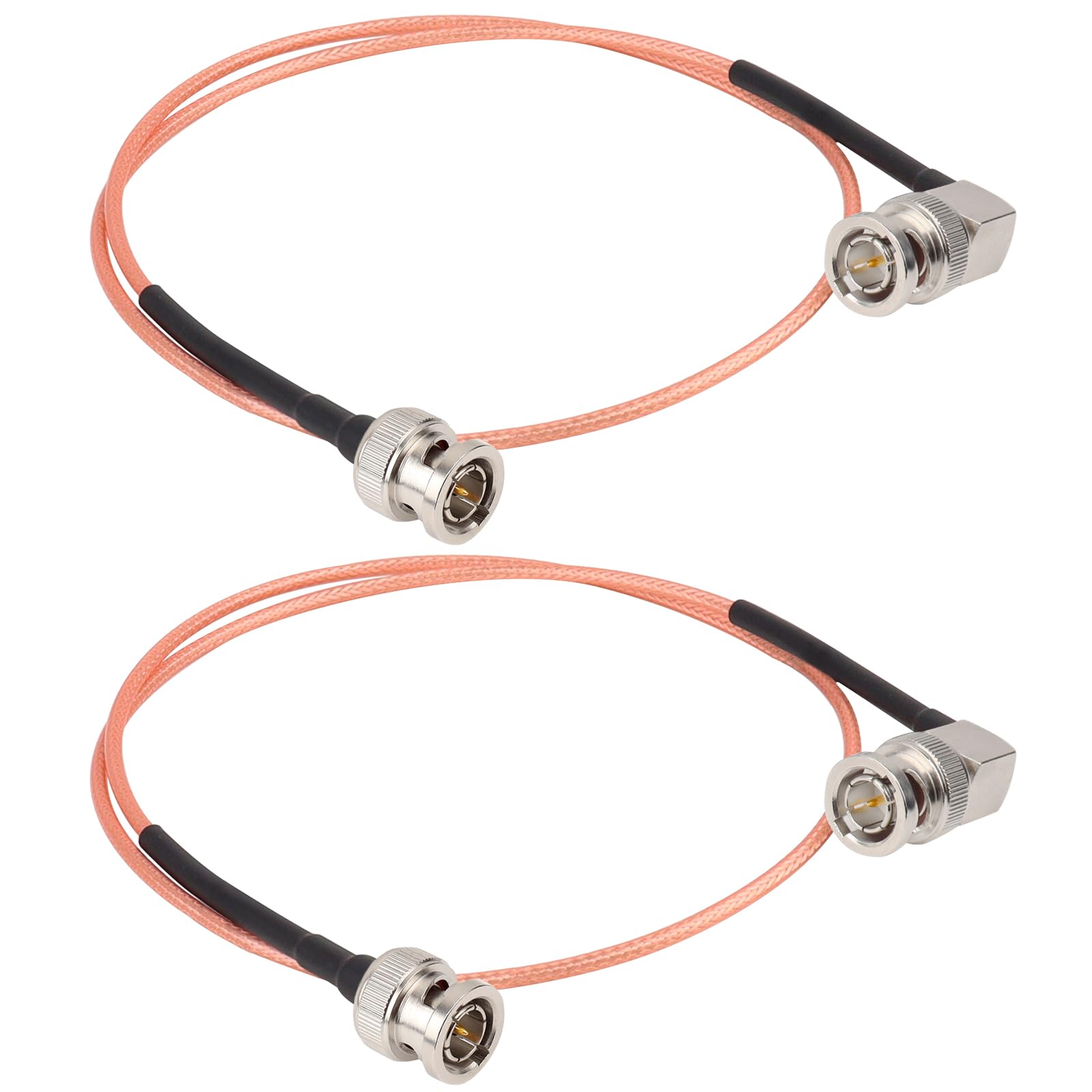 Xrds  Rf Sdi Cable 2Ft 2Pcs, Flexible Bnc To Bnc Right Angle Video Cable 75 Ohm Rg179 Bnc Male Extension Cable For 3G/6G Hd Sdi