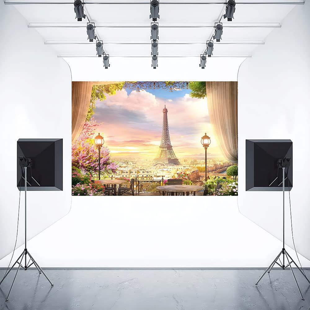 Yieldeer Paris Backdrop Eiffel Tower Backdrop 7X5Ft Polyester Paris Photo Background Photography Bride Shower Banner Party Decor