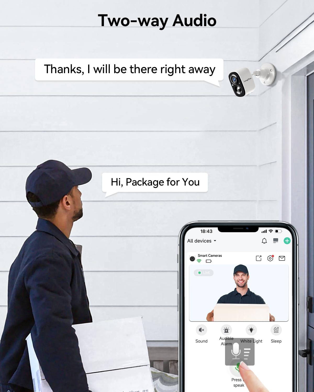 Longplus Security Camera, Outdoor Camera Wireless, No Monthly Fee, Ai Detection, Battery Powered Wifi Home Surveillance Camera O