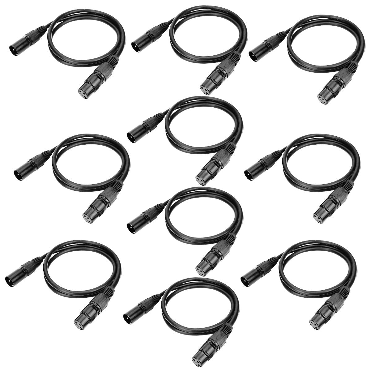 Worldlite 3.2Ft Dmx Cable, 10Pcs 1 Meter Dmx Signal Cables Signal Wires, 3 Pin Xlr Male To Female Stage Light Signal Cable With