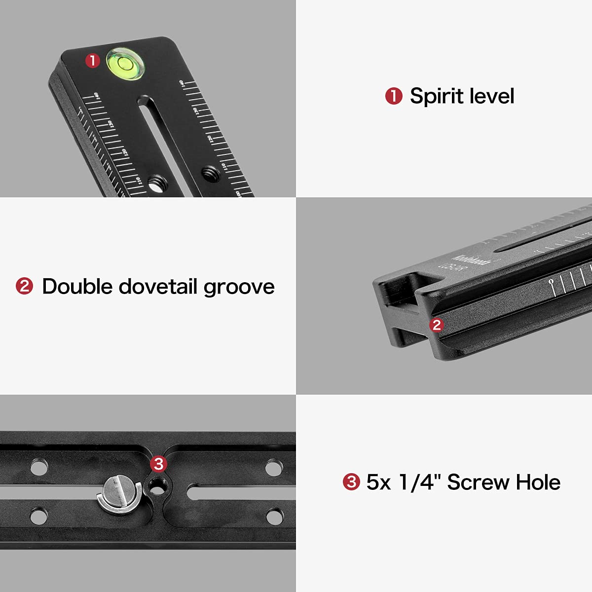 Koolehaoda 180Mm Quick Release Plate Rail Nodal Slide Dual Dovetail Plate With Bubble Level Compatible Arca Swiss