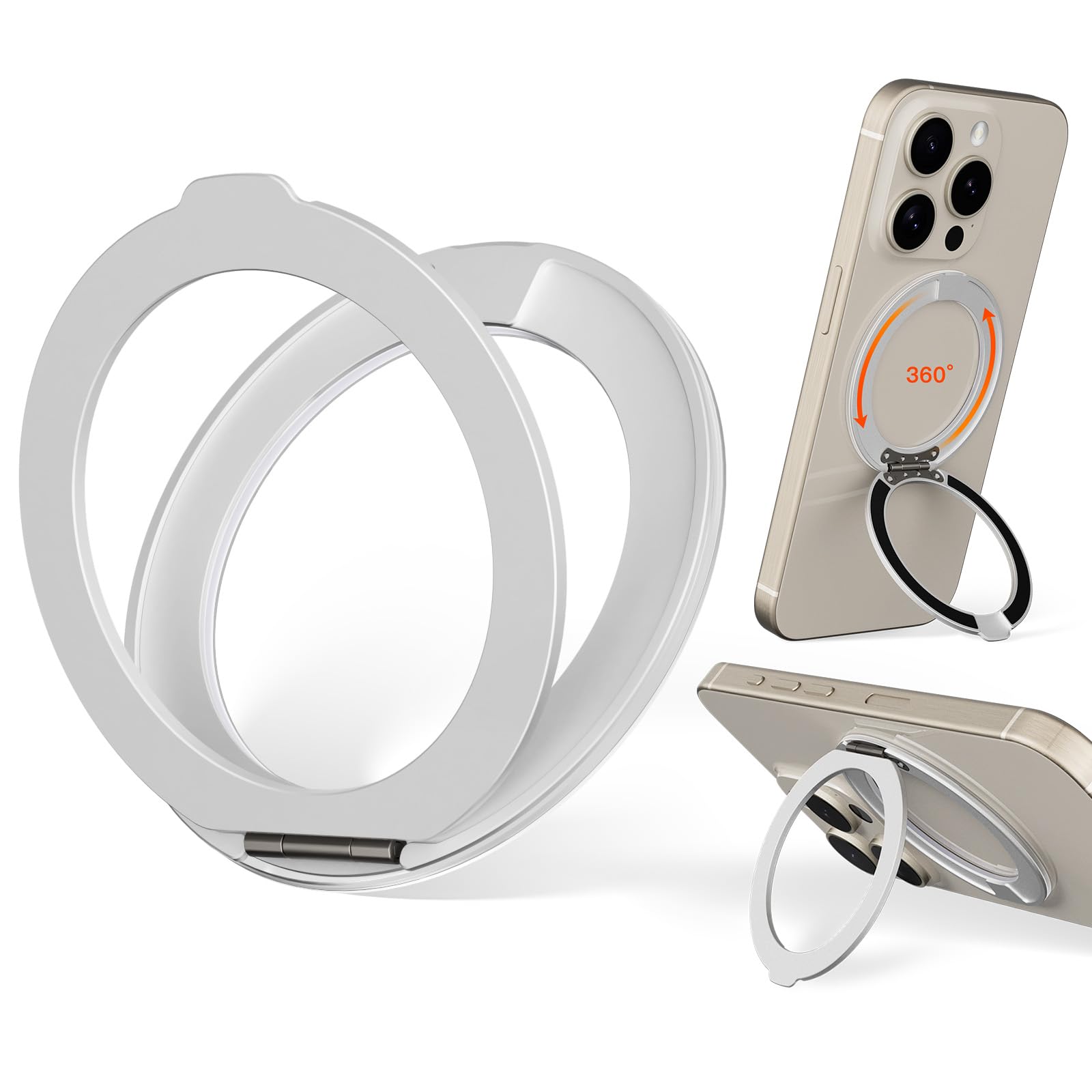 COOLQO Upgraded Magnetic Phone Ring Holder Stand, Super Magnet Cell Phone Grip Finger Kickstand Compatible with MagSafe Mag Safe