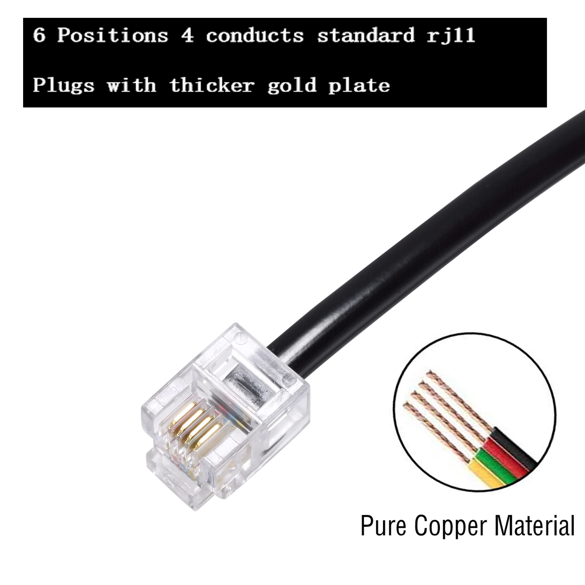 Ubramac Phone Line Splitter, Telephone Splitter,With Rj11 6P4C Plugs,Suitable For Telephone,Fax Machine,Biacke 2 Pack