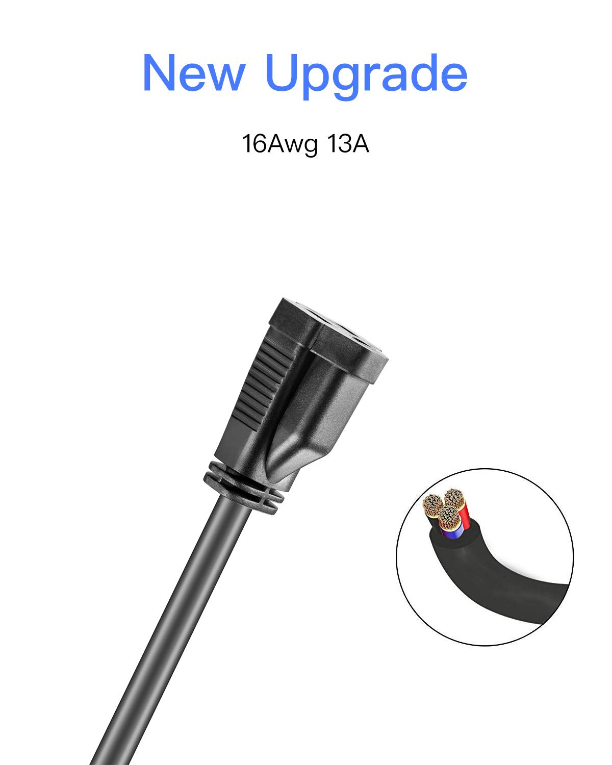 Kmc Power Extension Cord 10 Pack, Outlet Saver, 16Awg 3 Prong, 1 Foot Cord