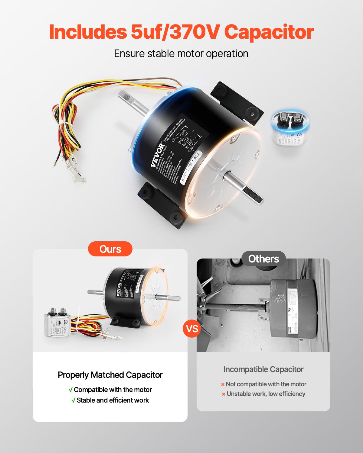 Vevor 3315332.005 Rv Ac Fan Motor Replacement Genteq F48Af70A61, Dometic Brisk Air Ii Fan Motor, Compatible With Dometic Brisk A