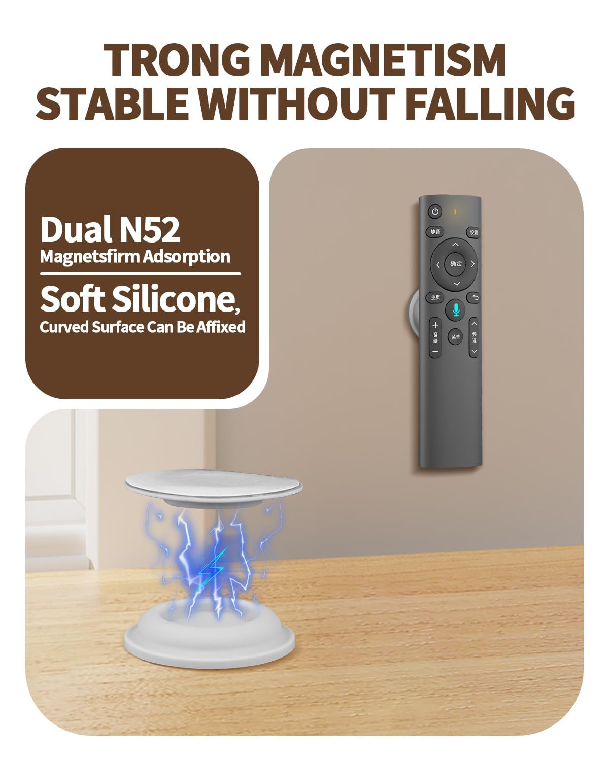 Amazyc-Us 6 Pack Magnetic Remote Control Holder - Upgraded Silicone Magnetic Wall Mount For Tv, Fan & Air Conditioner Remotes -