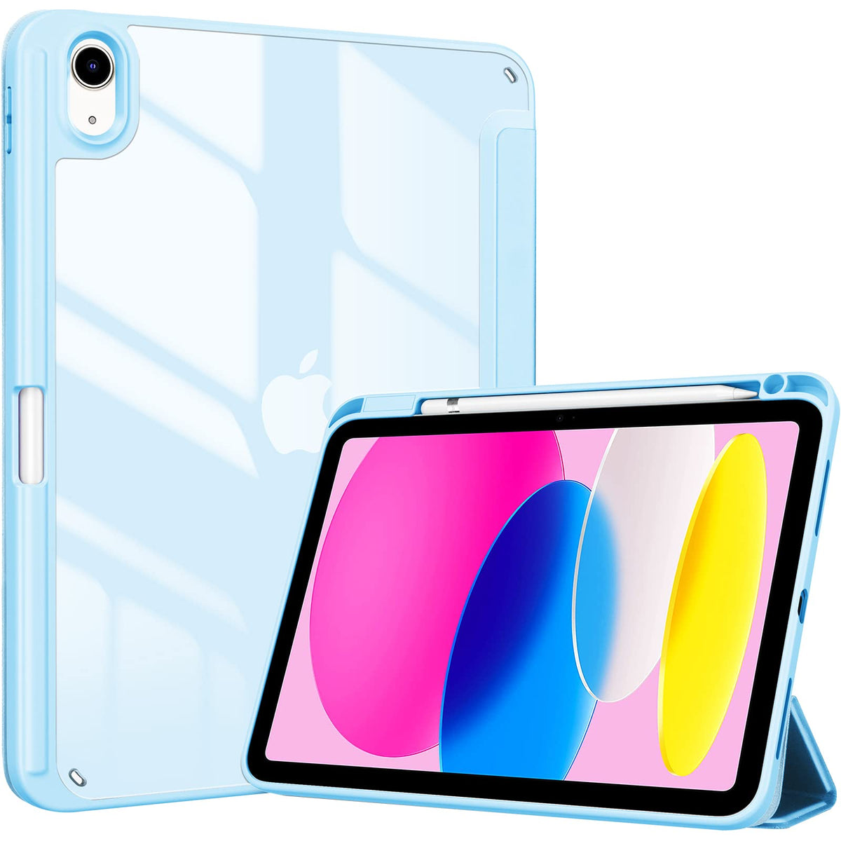 Procase For Ipad 10Th Generation Case With Pencil Holder 2022 10.9 Inch, Clear Back Ipad 10 Case, 10Th Gen Ipad Case For A2696 A2757 A2777  Skyblue