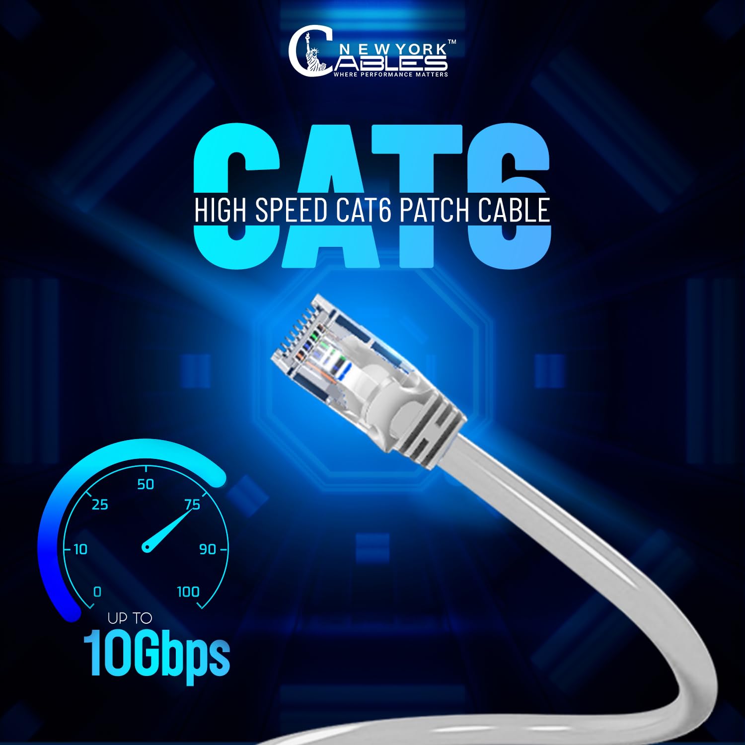Newyork Cables Cat6 Ethernet Patch Cable 1 Ft (5 Pack), Snagless Cat6 Patch Cables For Data Centers, 10Gbps, 550Mhz Ethernet Cord, Bare Copper Network Patch Cables For Home And Enterprise  White