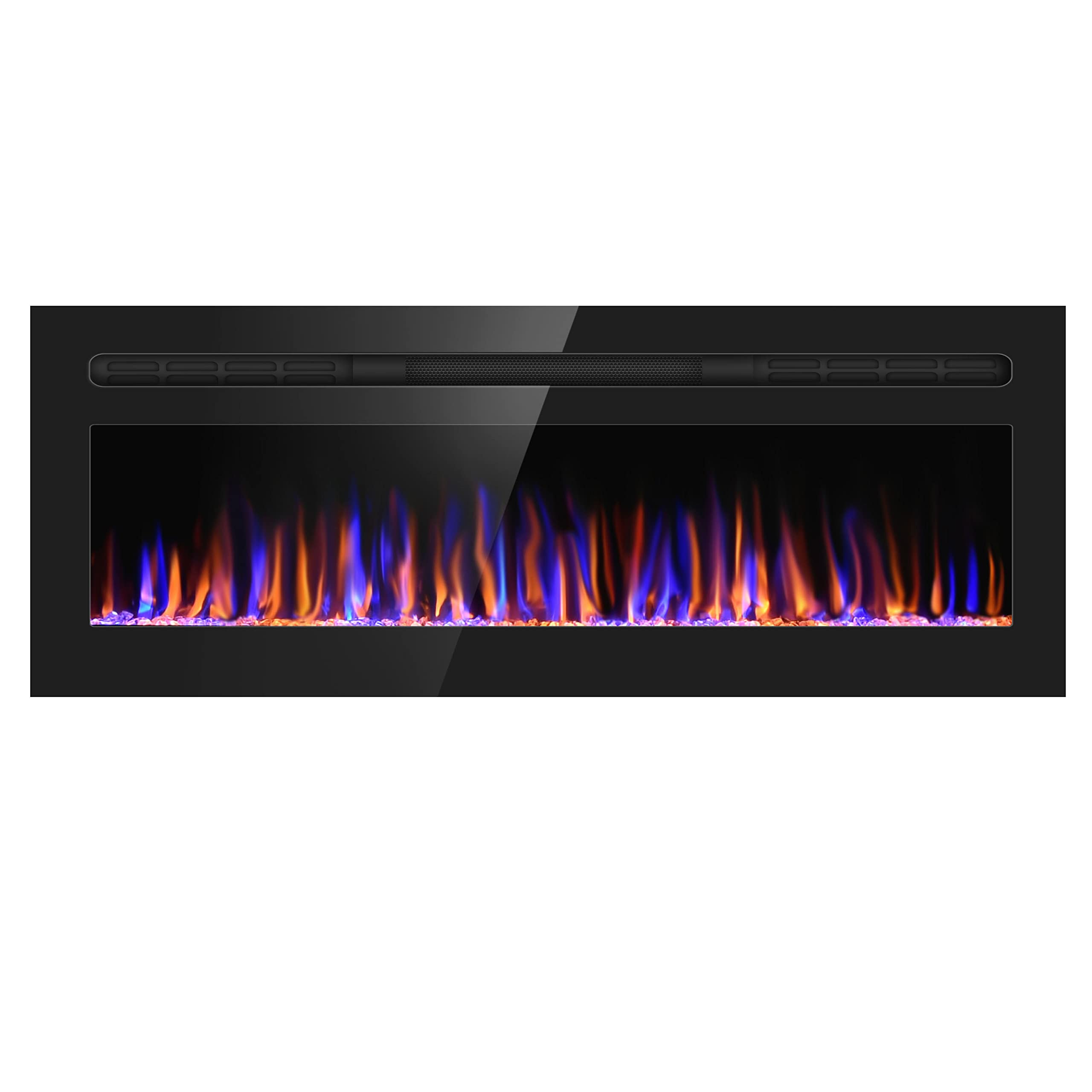 50'' Electric Fireplace Upgrade Fireplace Heater Recessed & Wall Mounted, 750/1500W Linear Fireplace Led Electric Fireplace Inse