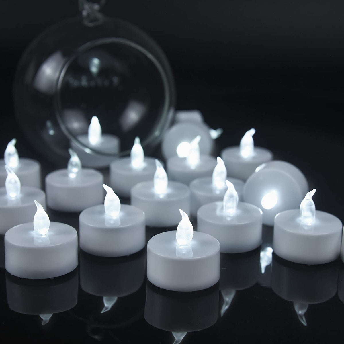 Vetour 12Pcs Led Tea Lights,Battery Operated Tealights Candles Realistic Flickering Pumkin Tealight Candle Long Lasting Electric