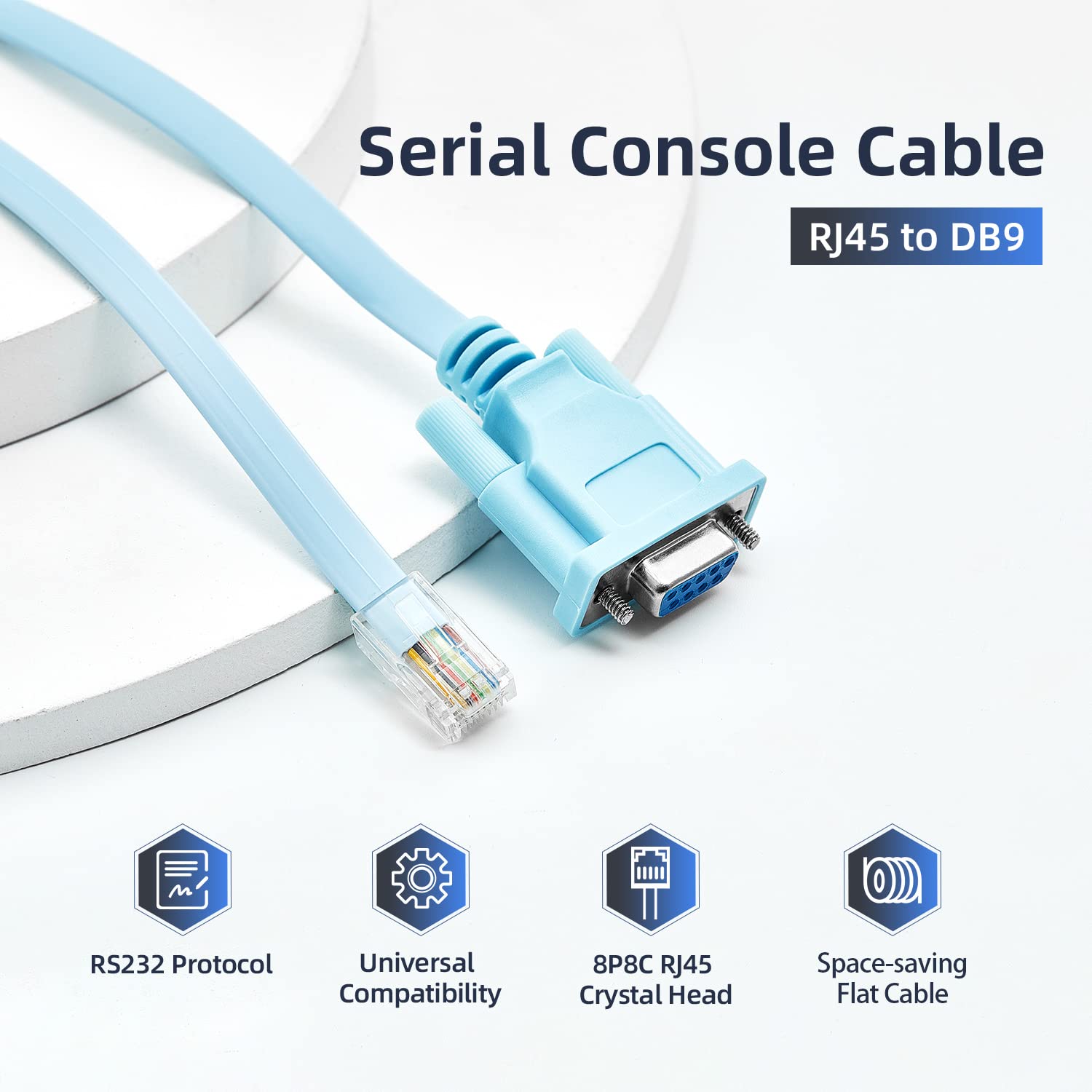 Rj45 To Db9 Console Cable, 1.8M/6Ft Rs232 To Rj45 Console Cables Serial Port Management Adapter Compatible With Cisco Router Swi