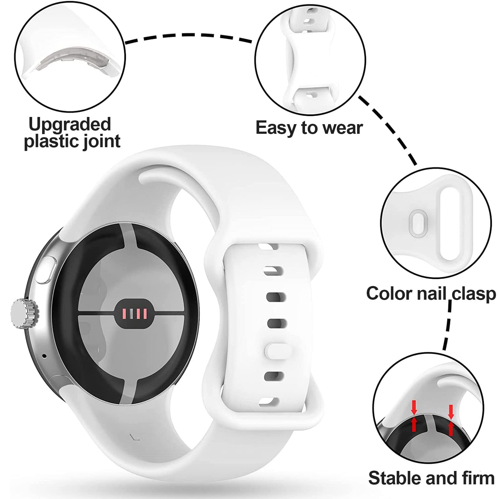 Bminen Pixel Watch Band Compatible For Google Pixel Watch Band, Adjustable Breathable Soft Silicone Waterproof Sports Band Compa