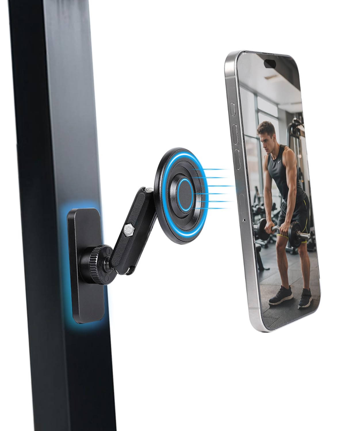 Leenconghui All-Metal Gym Magnetic Phone Holder For Magsafe,[Dual Magnet] Portable Detachable Magnetic Phone Stand Compatible Wi