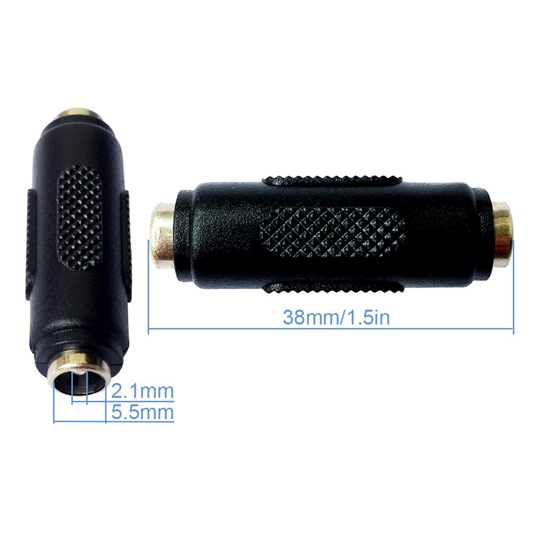 10Pcs Lime2018 Dc Female To Female Connector 5.5Mm X 2.1Mm 12V 5A Power Cable Jack Adapter