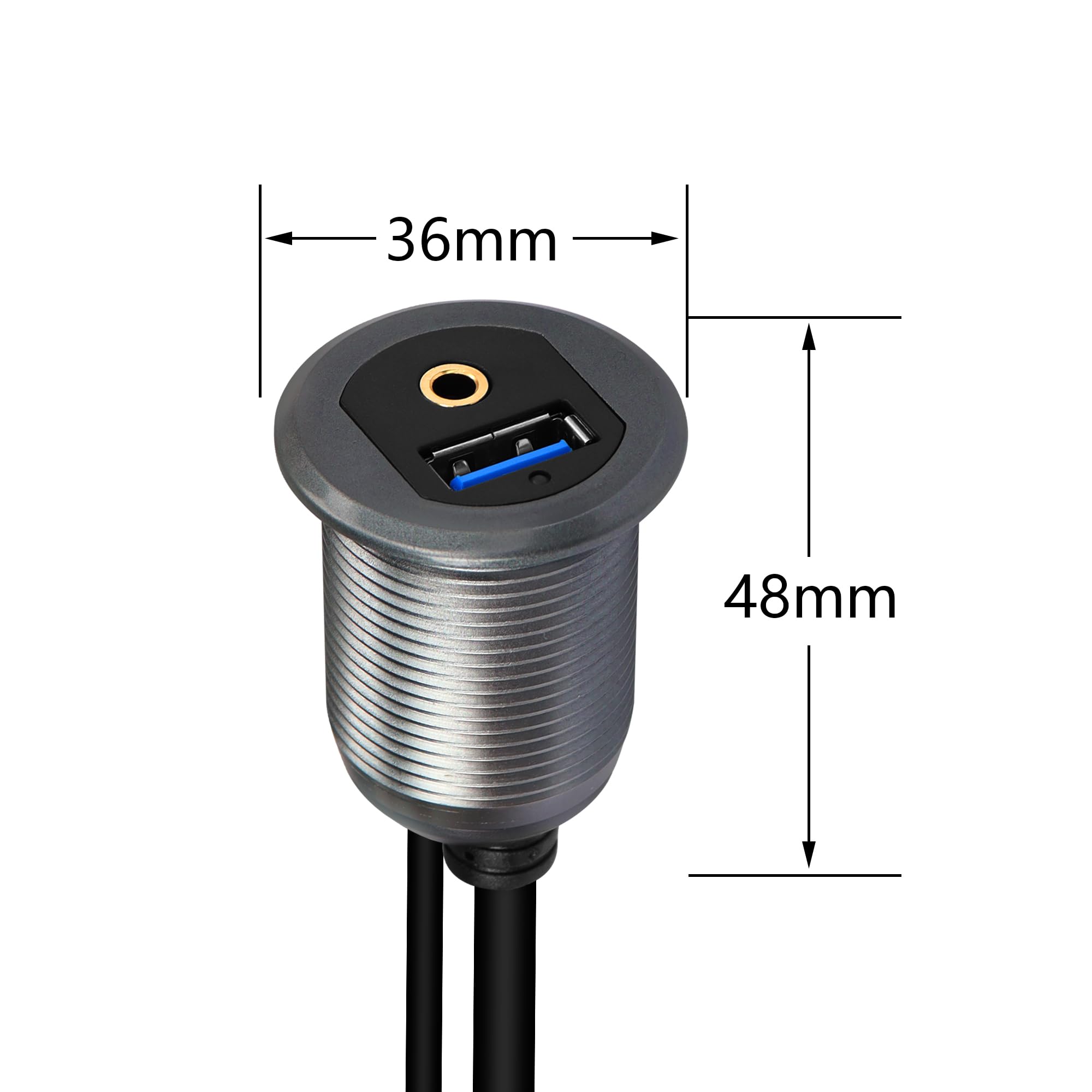 Sinloon Usb 3.0 & 3.5Mm Car Mount Flush Cable 3.3Ft Usb 3.0 Flush Mount Cable Aux Extension Dash Panel Waterproof Mount Cable Fo