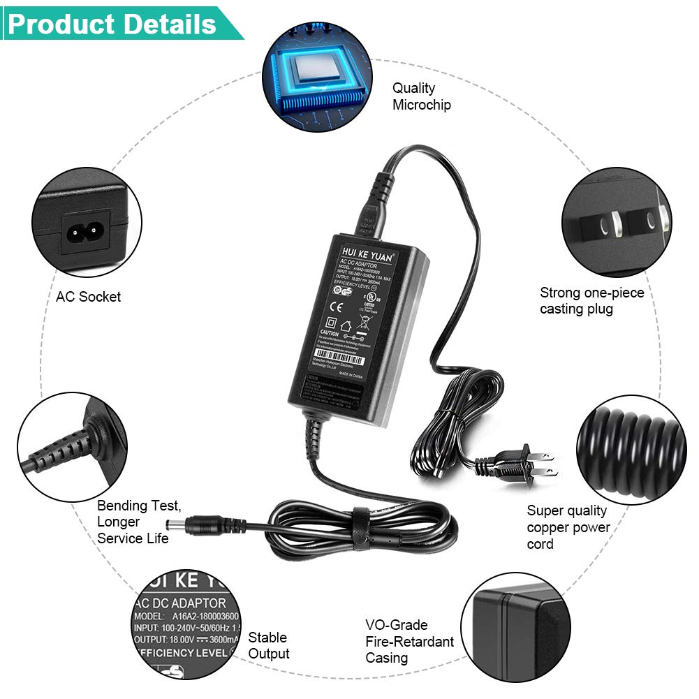 Hky 18V Ac Adapter Compatible With Brookstone Big Blue Party Indoor Outdoor Wireless Bluetooth Speake,Big Blue Studio Wireless S
