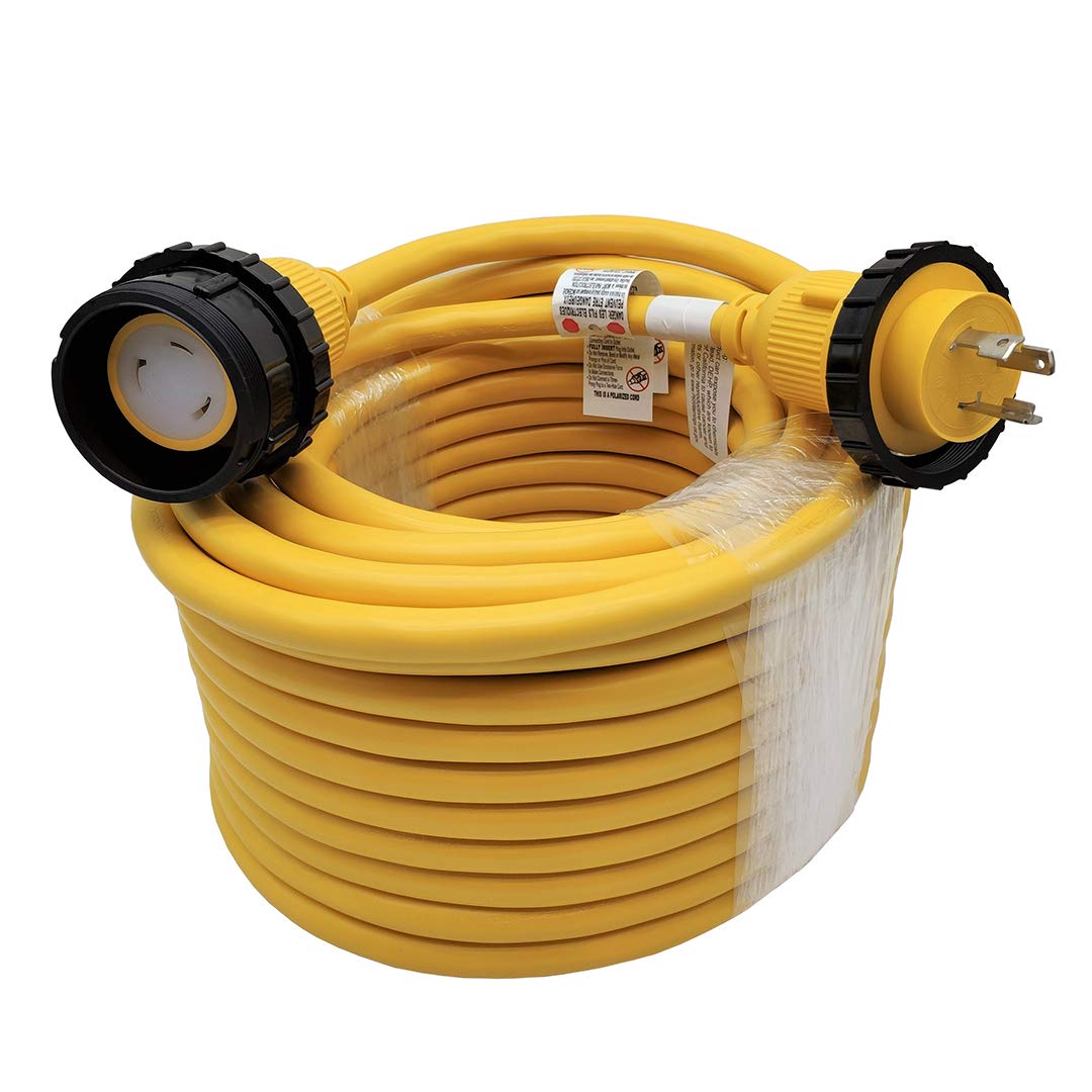 Parkworld Rv Shore Power Extension Cord, Nema L5 30 Twist Lock 30A Marine Boat Extension Cord, Female With Seal Collar, Yellow (
