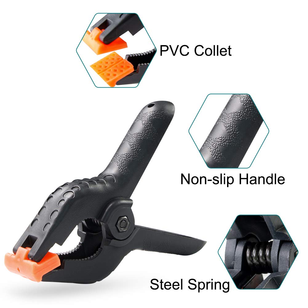 Lidlife 16 Clips Include 8 Heavy Duty Spring Clips, 8 Backdrop Background Clip Holders, Adjustable Elastic Nylon Photo Clips, Fo