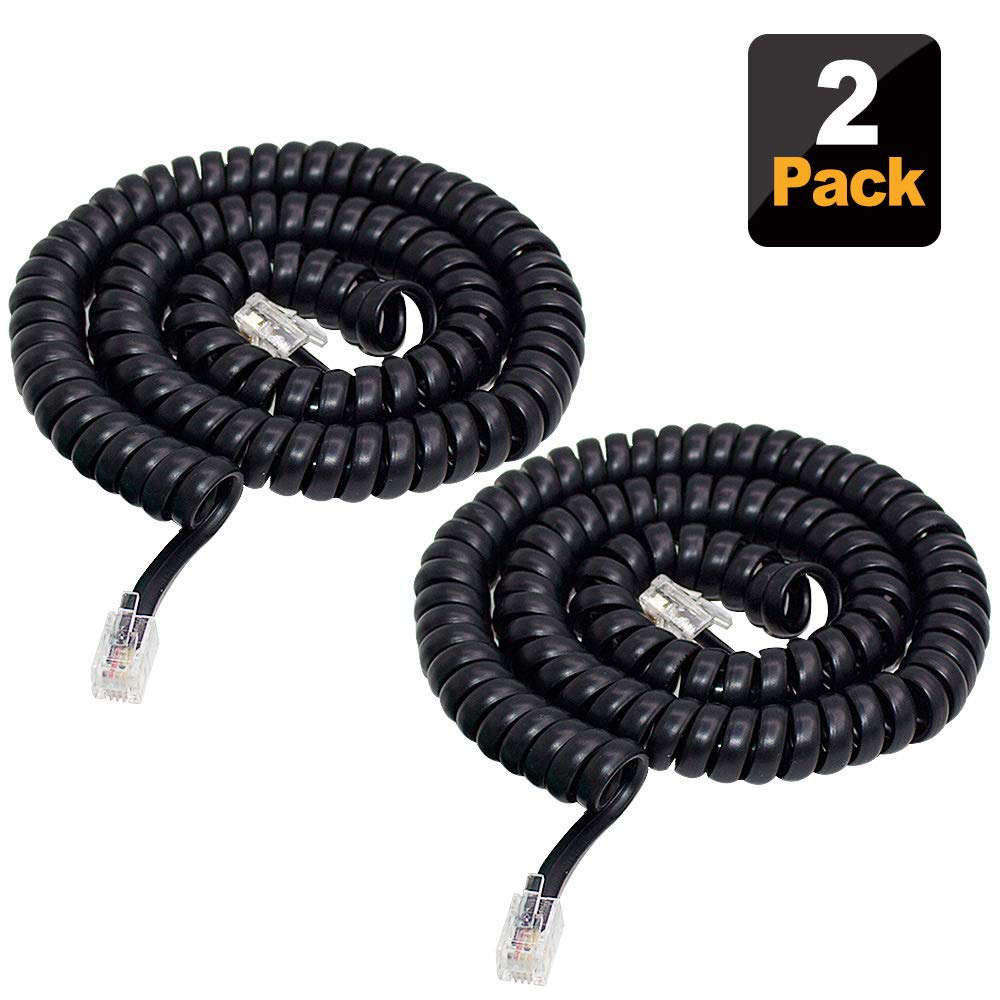SHONCO Phone Cord Landline, 2 Pack 4M 13Ft Telephone Cord,Phone Cord,Phone Cords for landline with Standard RJ9 4P4C Plugs,Black