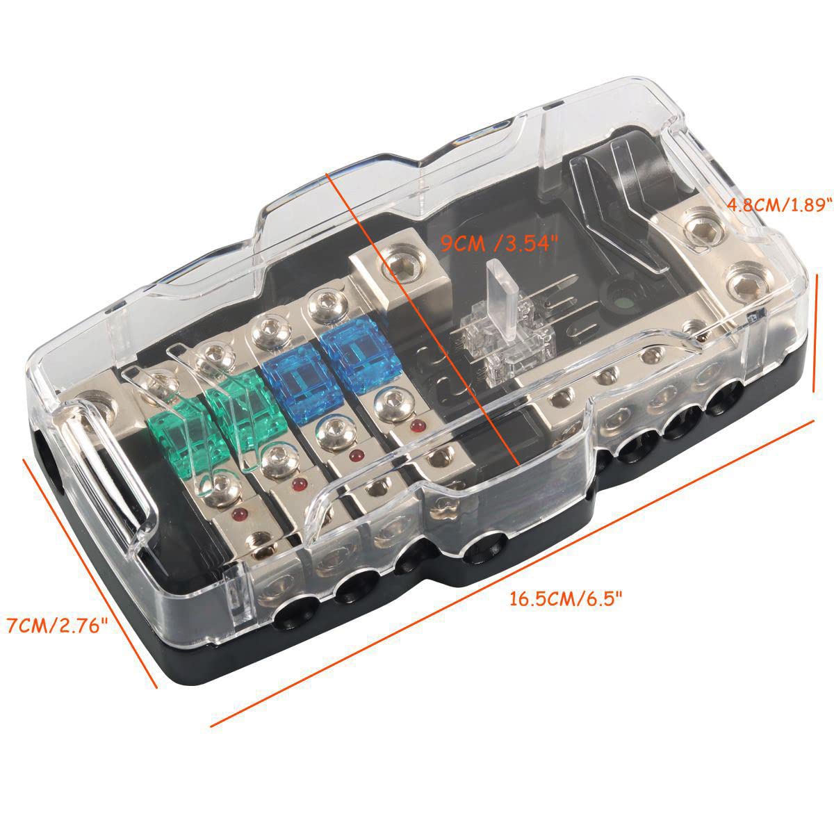Camper Car Audio Fuse Block With Ground Fused Distribution Blocks 0Ga / 4Ga Wire 4 Way Fuse Box Anl Holder 30A 60A 80Amp Mini An