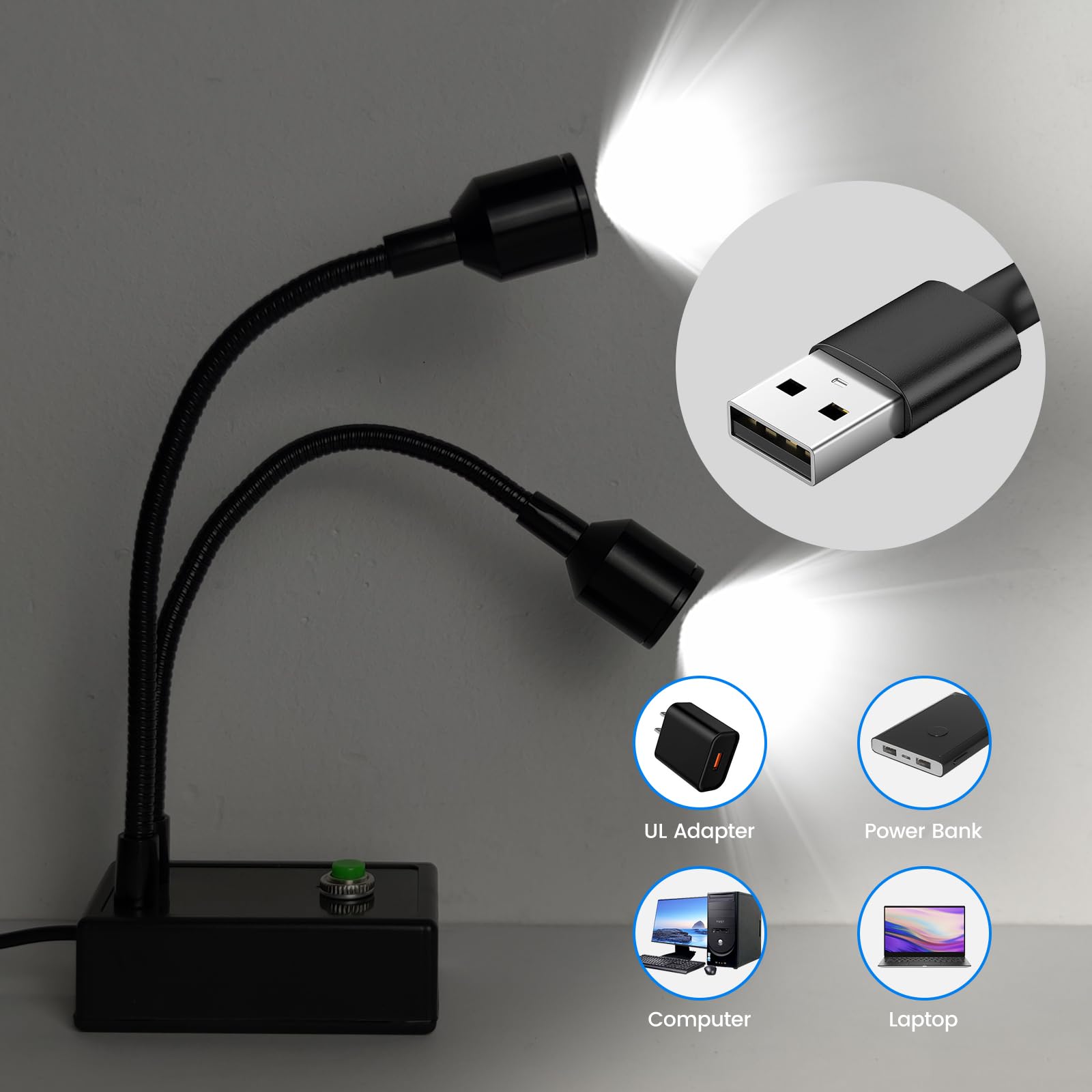 Microscope Articulated Arm Stand Gooseneck Light Set, Dual Gooseneck Spot Light C Mount Lens Holder 26Mm 52Mm Adjustable Clamp,