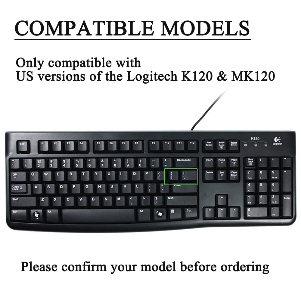 Silicone Keyboard Cover Skin For Logitech K120 & Mk120 Ergonomic Desktop Usb Wired Keyboard Waterproof Protector Accessories (Bl