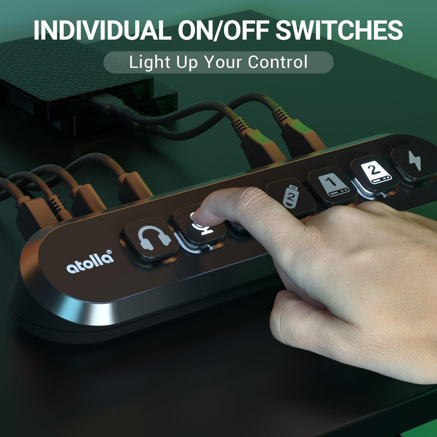 Powered Usb Hub, Atolla 7-Port Usb 3.0 Hub (6 Superspeed Transfer Ports+ 1 Fast Charging Port) With Swappable Illuminated Icon S