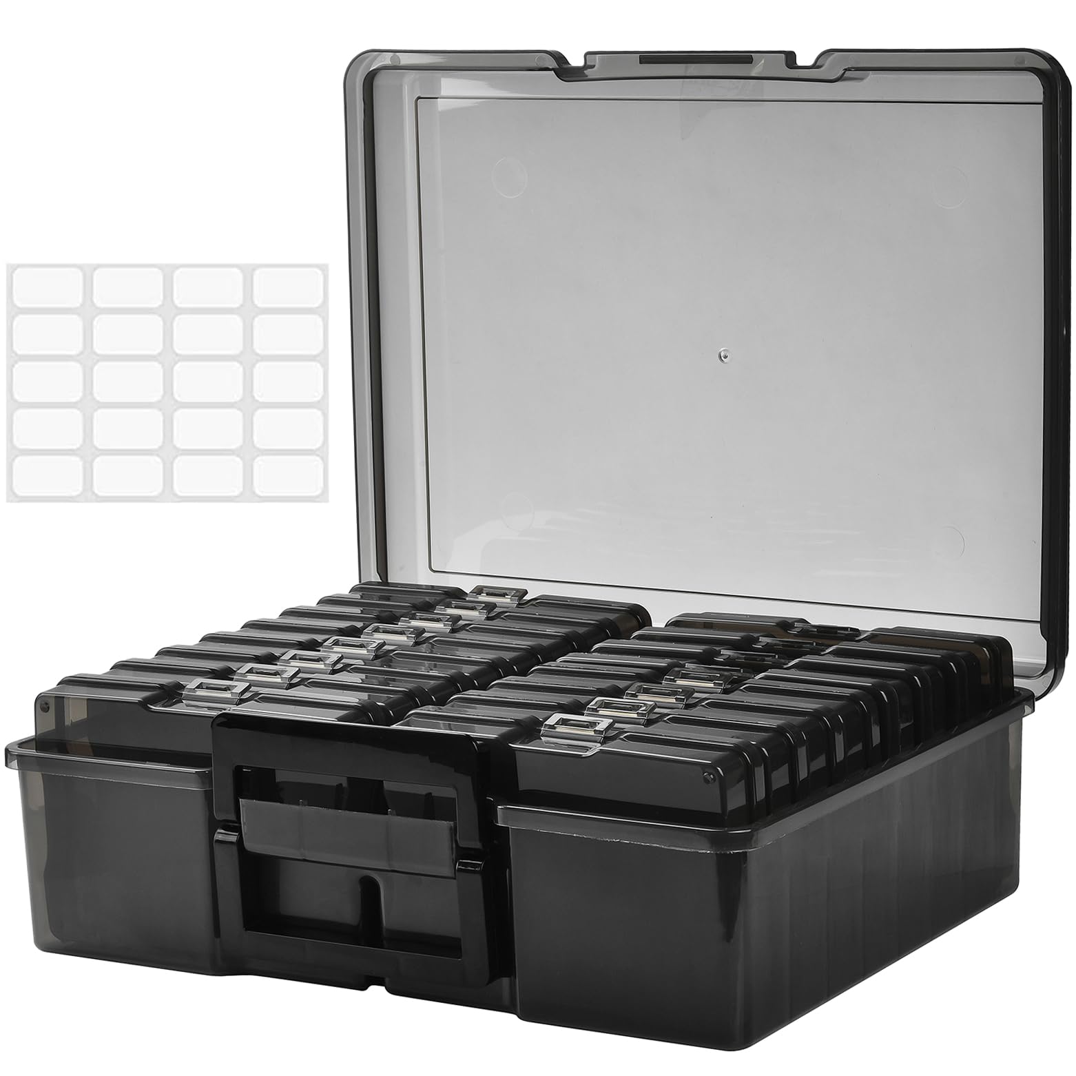 Alink Photo Storage Box With Handle, 4'' X 6'' Photo Organizer Storage Container With 16 Inner Case And 1 Sheet Label For Pictur