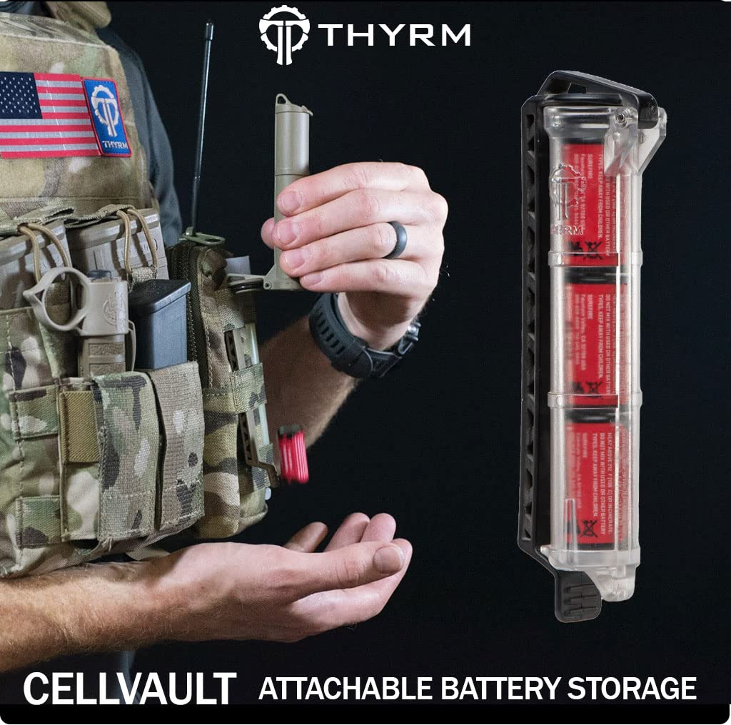Thyrm Cellvault Battery Storage (Clear) Case For Aa, Aaa, Cr123 Batteries, Survival Gear, Matches, Made In Usa