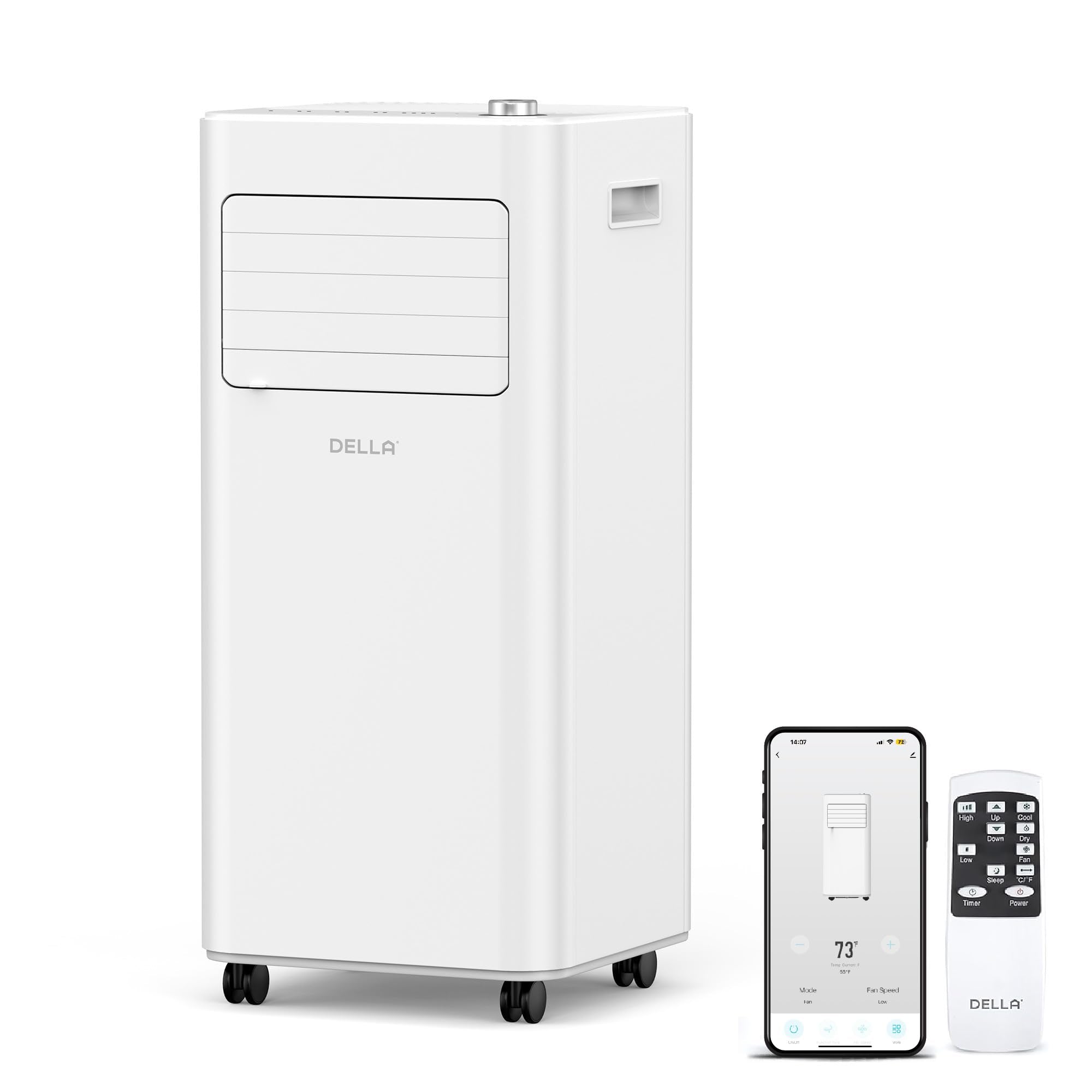 DELLA 8,000 BTU Cools Up To 150 Sq. Ft, Portable Air Conditioner with Heat Pump, Smart WiFi Enabled, Work with Alexa,Geo Fencing