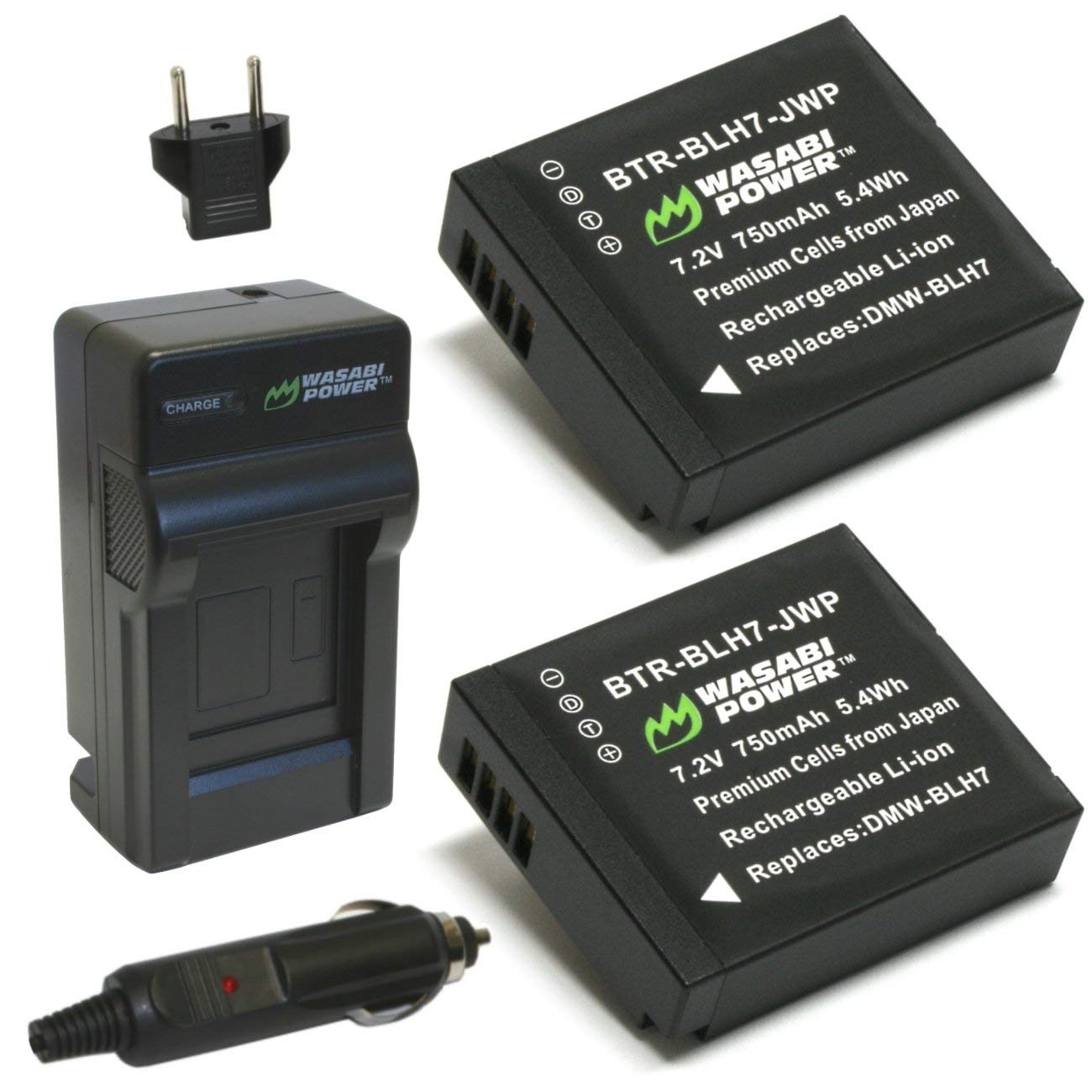 Wasabi Power Battery (2 Pack) and Charger for Panasonic DMW BLH7, DMW BLH7E, DMW BLH7PP (Compatible with Panasonic Lumix DC GX850, DMC GM1, DMC GF7, DMC LX10)