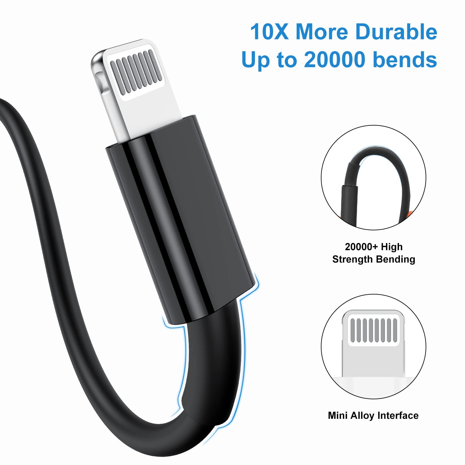 Iphone Charger Cable 10 Ft [Apple Mfi Certified], Qziiw 3Pack 10 Feet Long Usb A To Lightning Cable, Apple Charging Power Cord 1